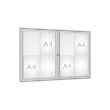 Venkovní elegantní vitrína Tradition, 8 x A4 dvoukřídlá, elox