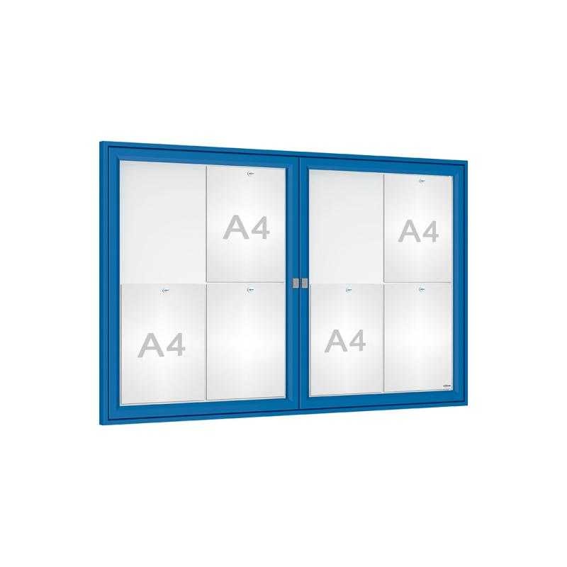 Venkovní elegantní vitrína Tradition, 8 x A4 dvoukřídlá, modrá
