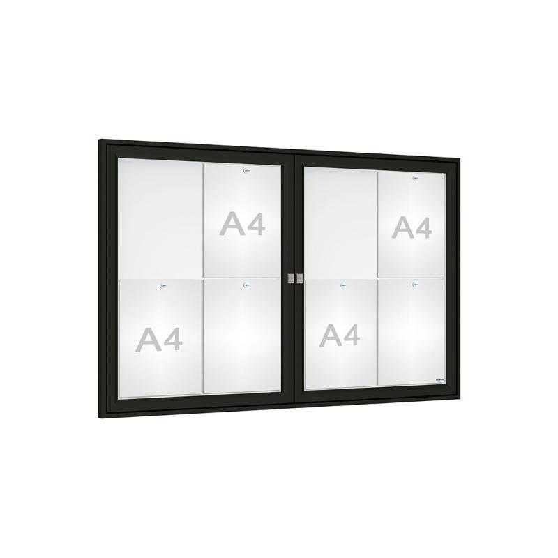 Venkovní elegantní vitrína Tradition, 8 x A4 dvoukřídlá, černá