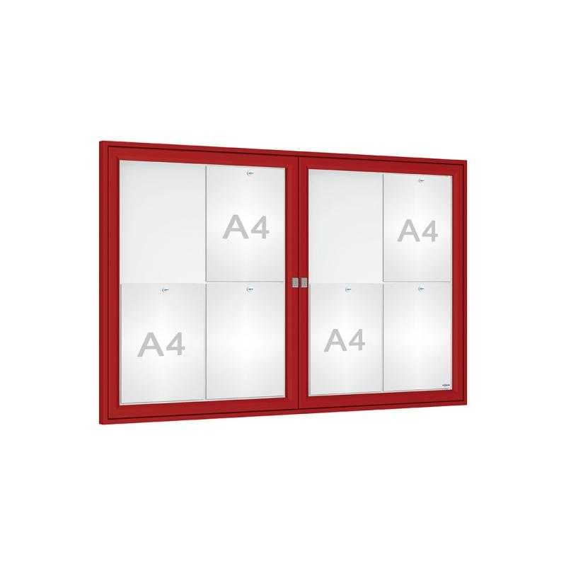 Venkovní elegantní vitrína Tradition, 8 x A4 dvoukřídlá, červená