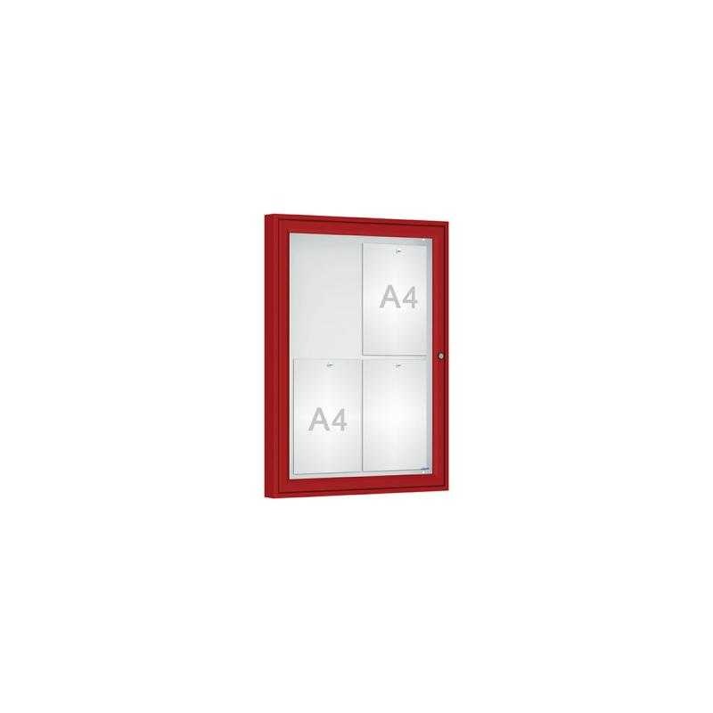 Venkovní vitrína Classique, 4 x A4, plexi, červená