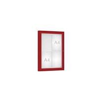 Venkovní vitrína Classique, 4 x A4, plexi, červená