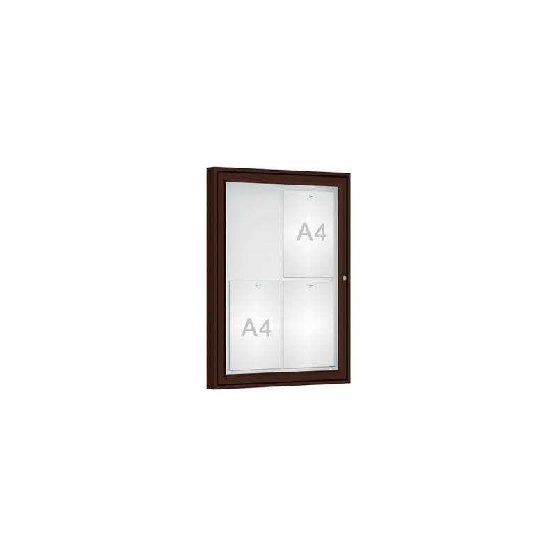 Venkovní vitrína Classique, 4 x A4, plexi, hnědá