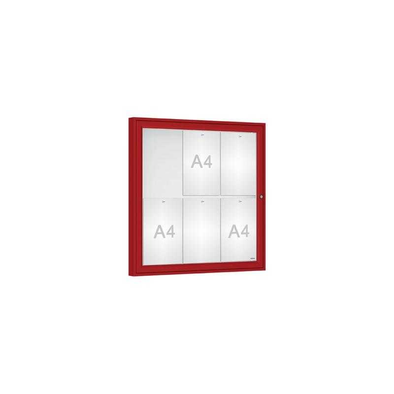 Venkovní vitrína Classique, 6 x A4, plexi, červená