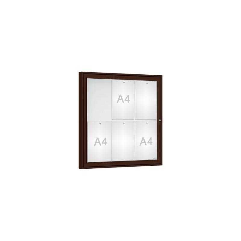Venkovní vitrína Classique, 6 x A4, plexi, hnědá