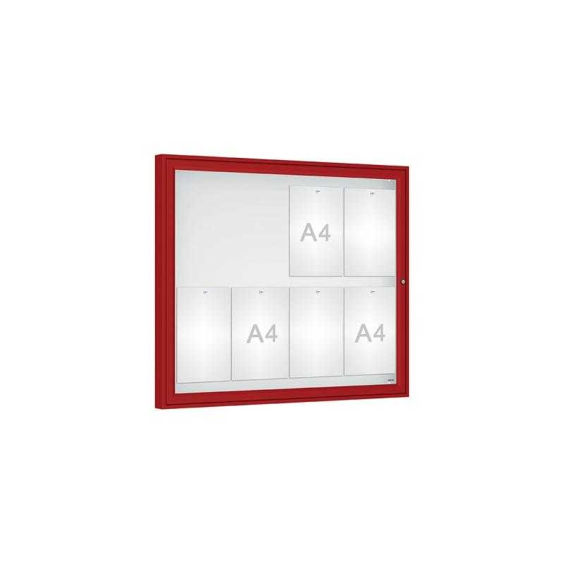 Venkovní vitrína Classique, 8 x A4, plexi, červená