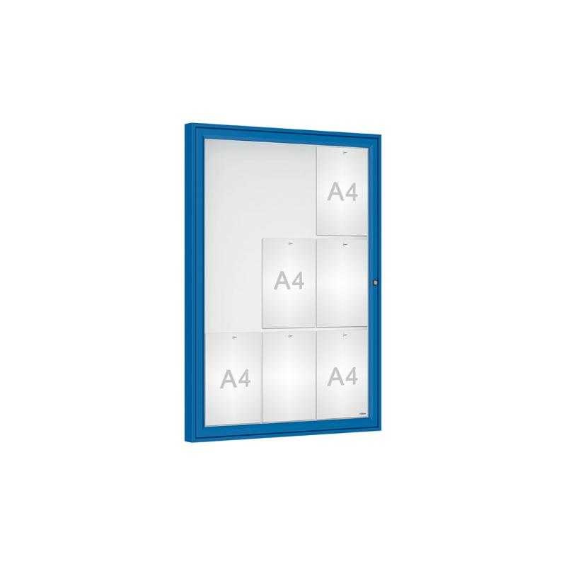 Venkovní vitrína Classique, 9 x A4, plexi, modrá