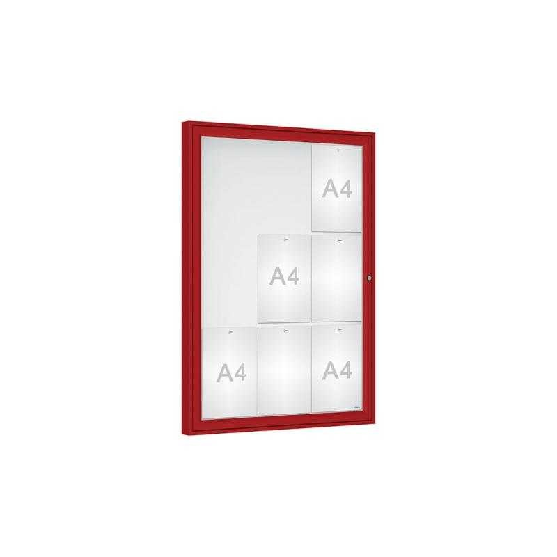 Venkovní vitrína Classique, 9 x A4, plexi, červená