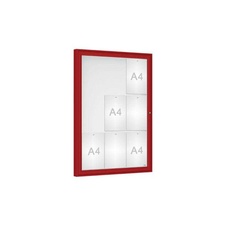 Venkovní vitrína Classique, 9 x A4, plexi, červená