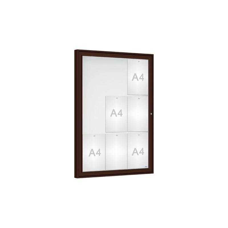 Venkovní vitrína Classique, 9 x A4, plexi, hnědá