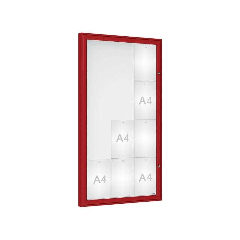Venkovní vitrína Classique, 12 x A4, plexi, červená