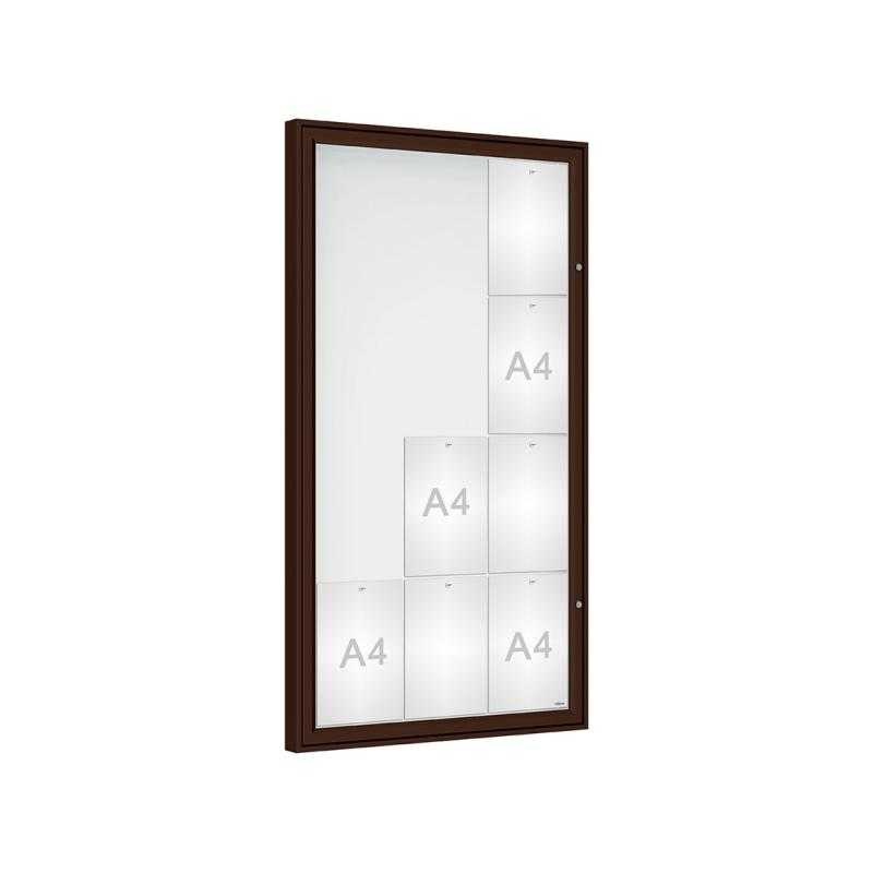 Venkovní vitrína Classique, 12 x A4, plexi, hnědá
