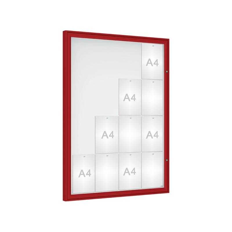Venkovní vitrína Classique, 16 x A4, plexi, červená