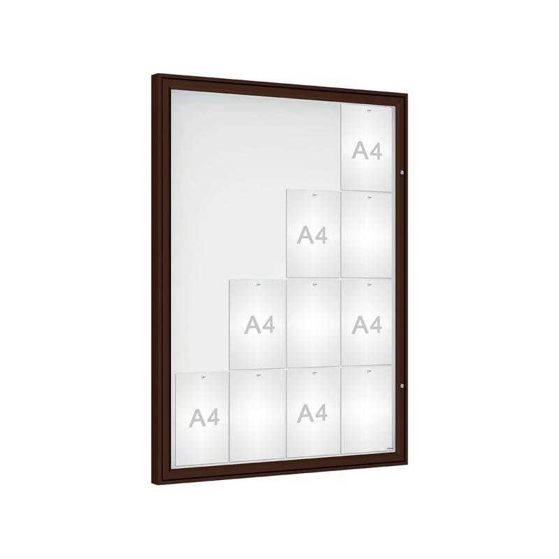 Venkovní vitrína Classique, 16 x A4, plexi, hnědá