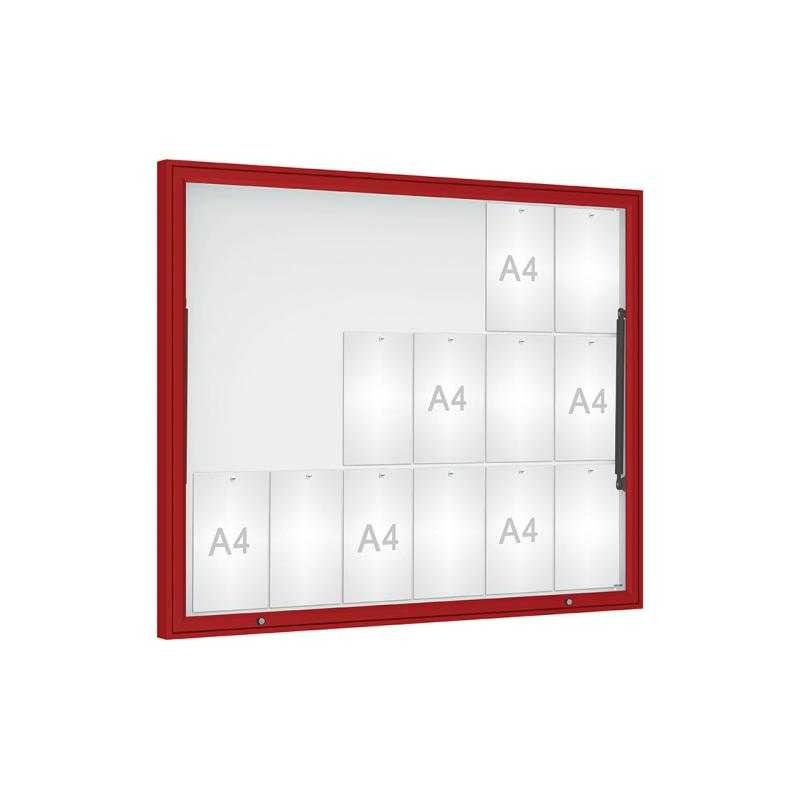 Venkovní vitrína Classique, 18 x A4, plexi, červená
