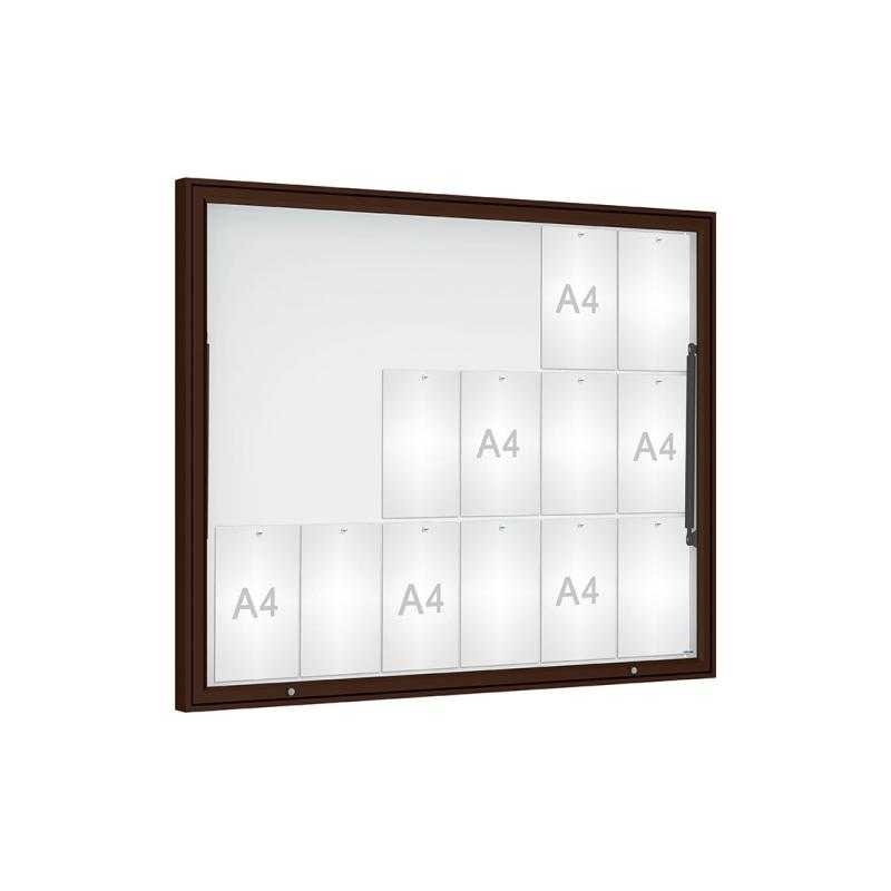 Venkovní vitrína Classique, 18 x A4, plexi, hnědá
