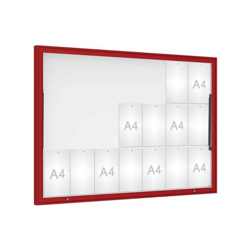 Venkovní vitrína Classique, 21 x A4, plexi, červená