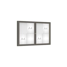 Venkovní vitrína model 1000 dvoukřídlá, 8 x A4, plexi, šedá PRO
