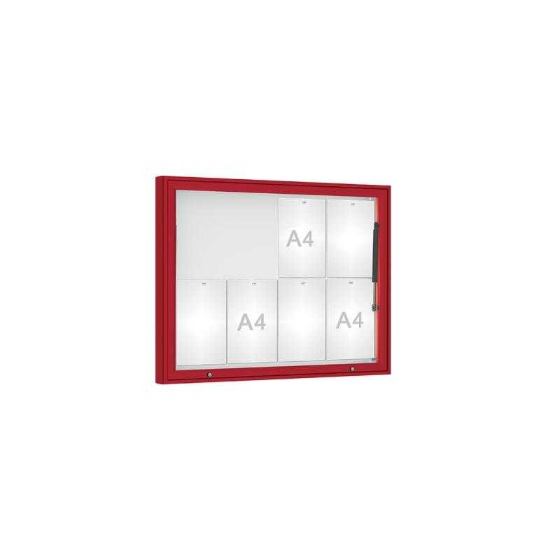 Venkovní vitrína model 1000 8 x A4, plexi, červená
