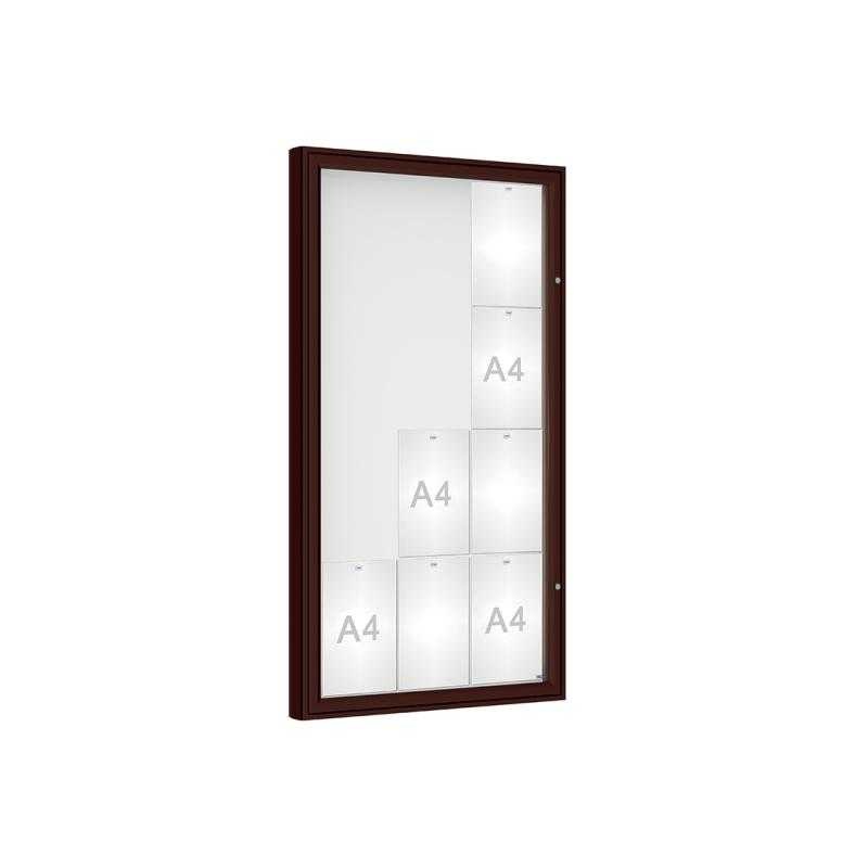 Venkovní vitrína model 1000, 12 x A4, plexi, hnědá