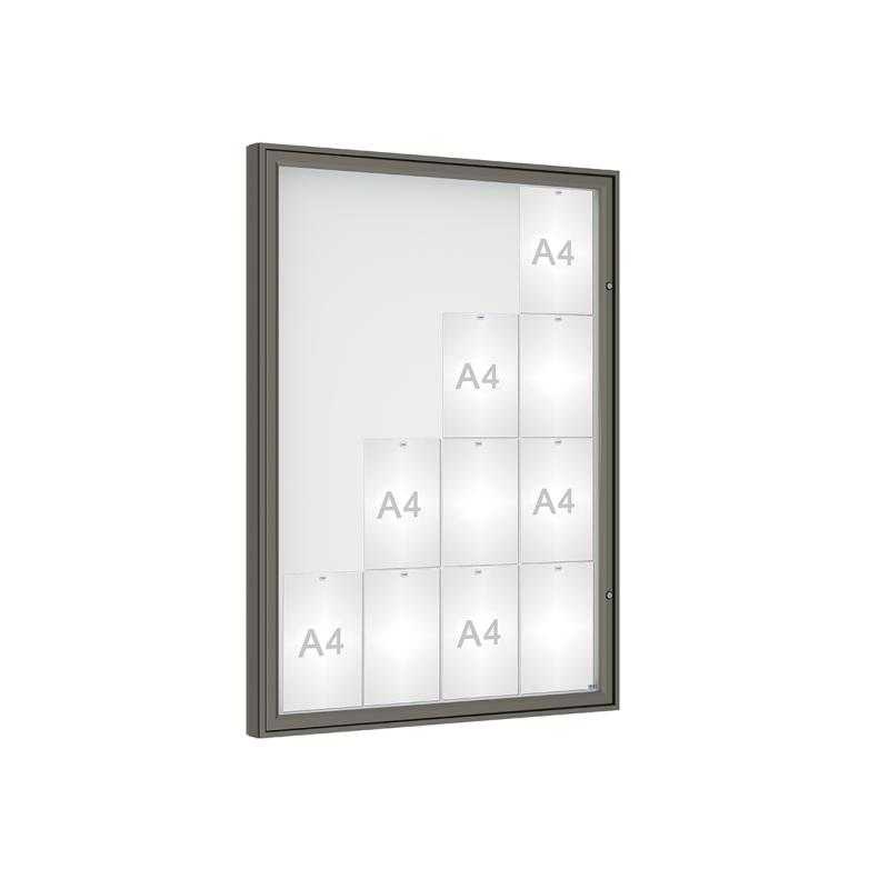 Venkovní vitrína model 1000, 16 x A4, plexi, šedá PRO