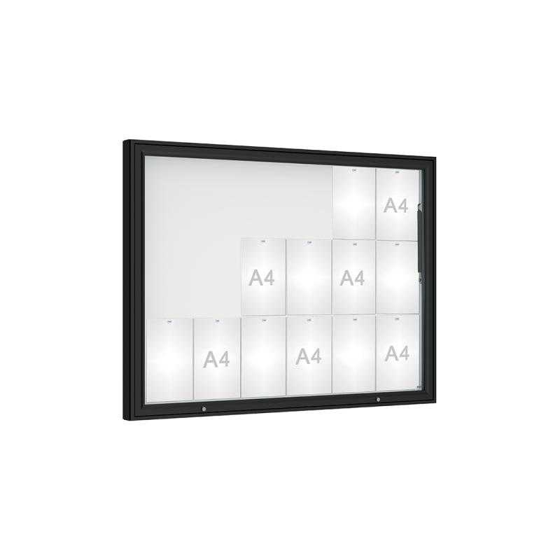Venkovní vitrína model 1000, 18 x A4, plexi, černá