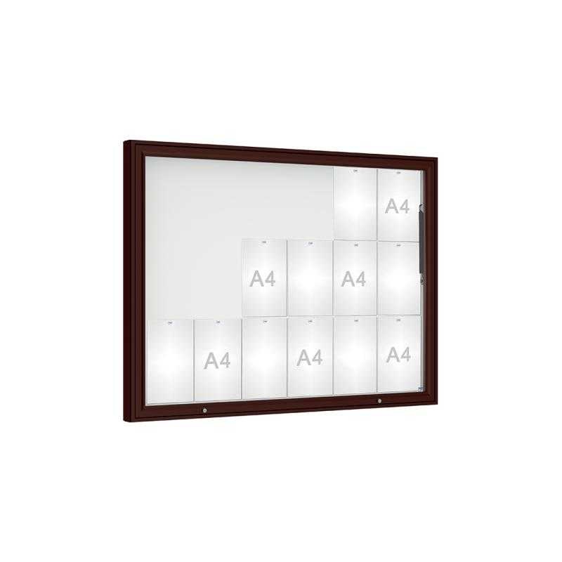 Venkovní vitrína model 1000, 18 x A4, plexi, hnědá