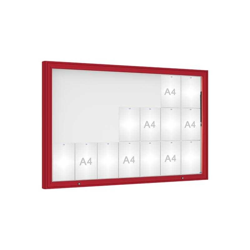 Venkovní vitrína model 1000, 21 x A4, plexi, červená