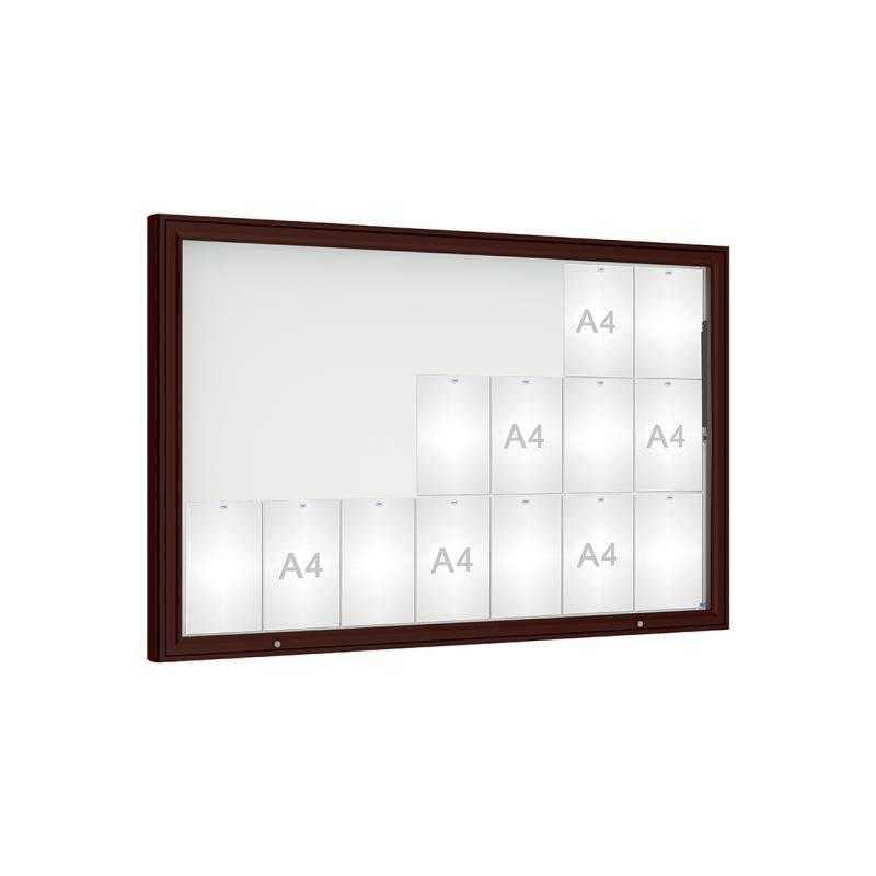 Venkovní vitrína model 1000, 21 x A4, plexi, hnědá