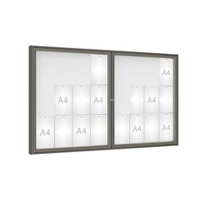 Venkovní vitrína model 1000 dvoukřídlá, 24 x A4, plexi, šedá PRO