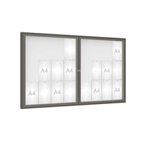 Venkovní vitrína model 1000 dvoukřídlá, 24 x A4, plexi, šedá PRO