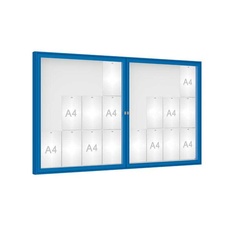 Venkovní vitrína model 1000 dvoukřídlá, 24 x A4, plexi, modrá