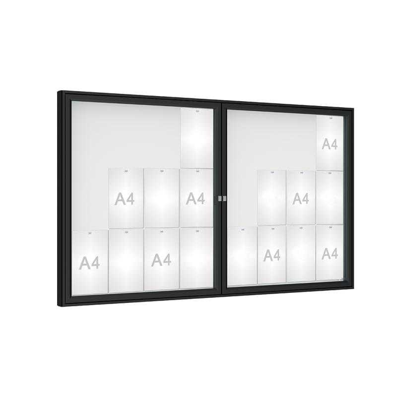 Venkovní vitrína model 1000 dvoukřídlá, 24 x A4, plexi, černá