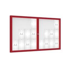 Venkovní vitrína model 1000 dvoukřídlá, 24 x A4, plexi, červená