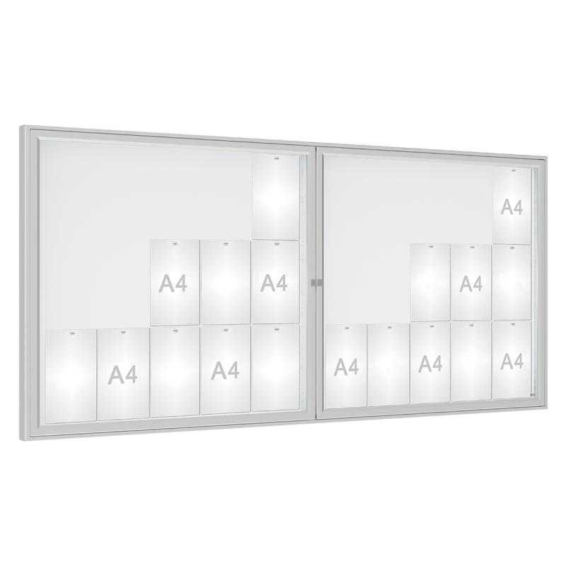 Venkovní vitrína model 1000 dvoukřídlá, 30 x A4, plexi, elox