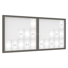 Venkovní vitrína model 1000 dvoukřídlá, 30 x A4, plexi, šedá PRO