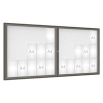 Venkovní vitrína model 1000 dvoukřídlá, 30 x A4, plexi, šedá PRO