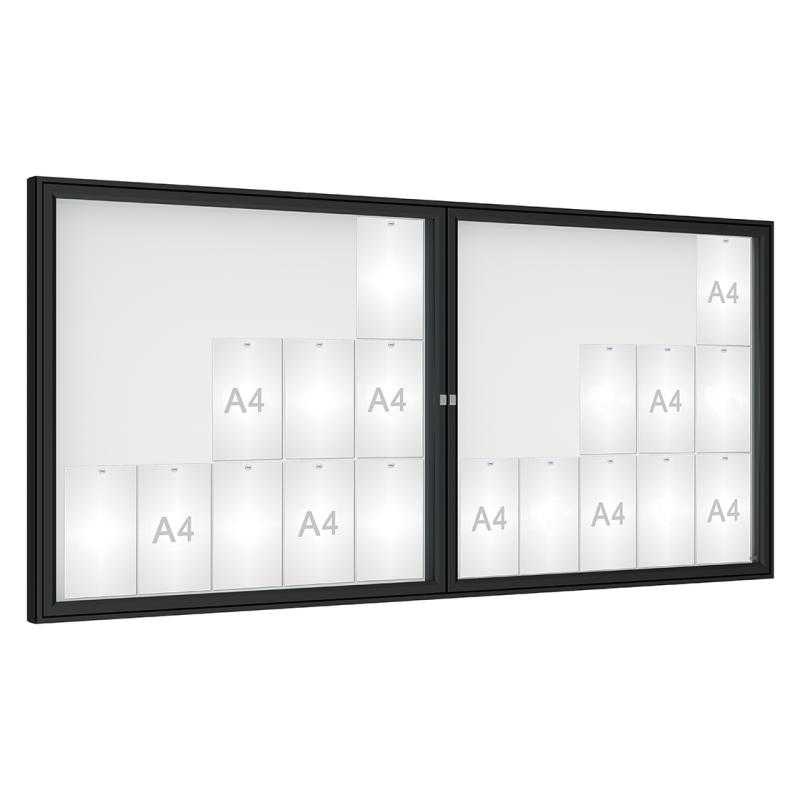 Venkovní vitrína model 1000 dvoukřídlá, 30 x A4, plexi, černá