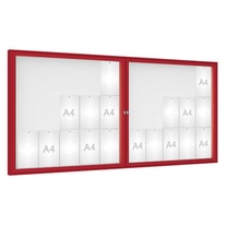 Venkovní vitrína model 1000 dvoukřídlá, 30 x A4, plexi, červená