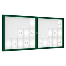 Venkovní vitrína model 1000 dvoukřídlá, 30 x A4, plexi, zelená