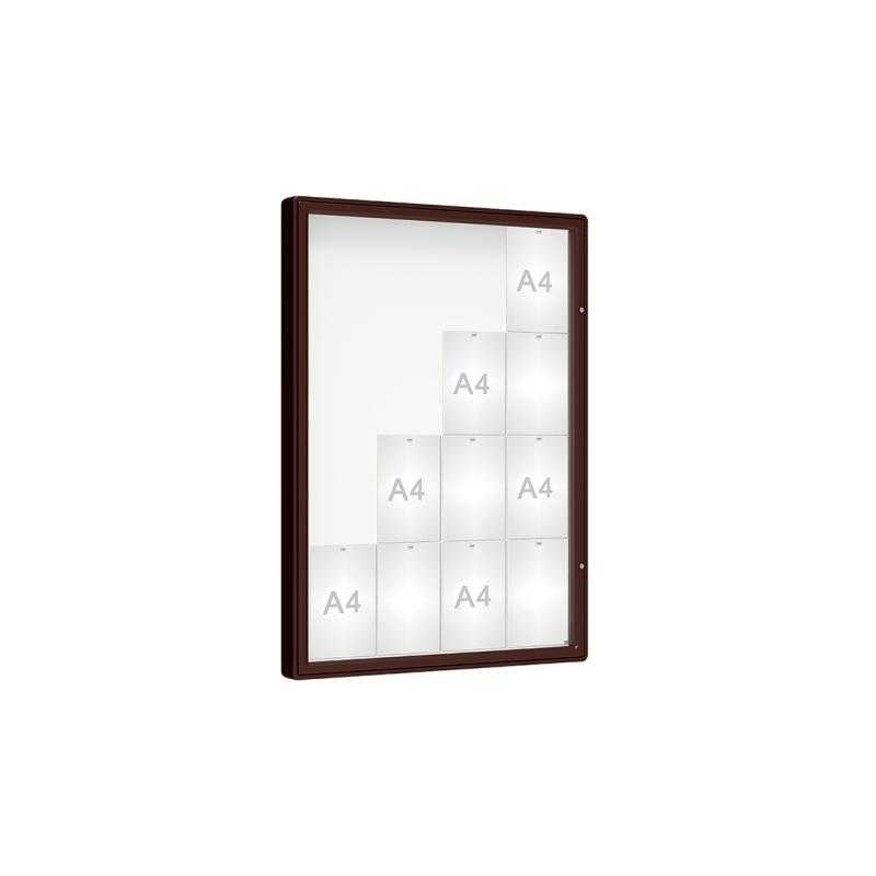 Venkovní vitrína model 2000, 16 x A4, plexi, hnědá