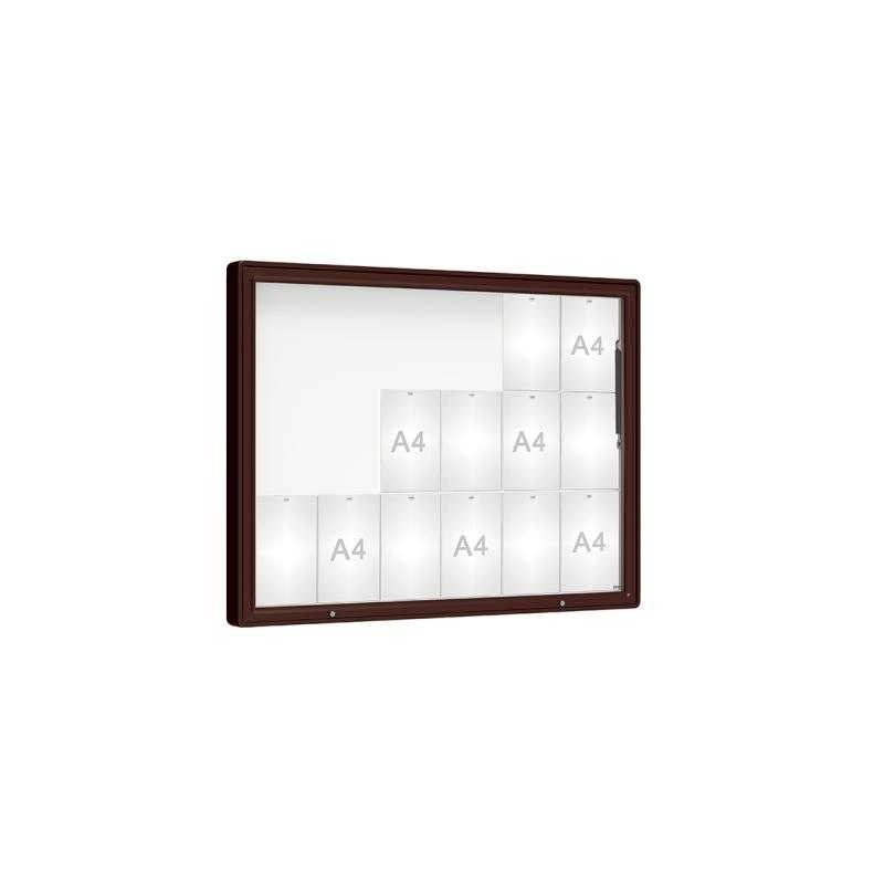 Venkovní vitrína model 2000, 18 x A4, plexi, hnědá