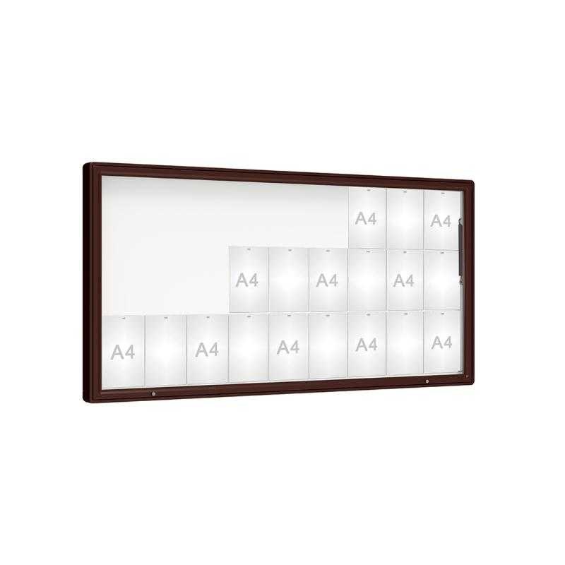 Venkovní vitrína model 2000, 27 x A4, plexi, hnědá