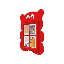 Venkovní vitrína Medvídek 4 x A4, červená