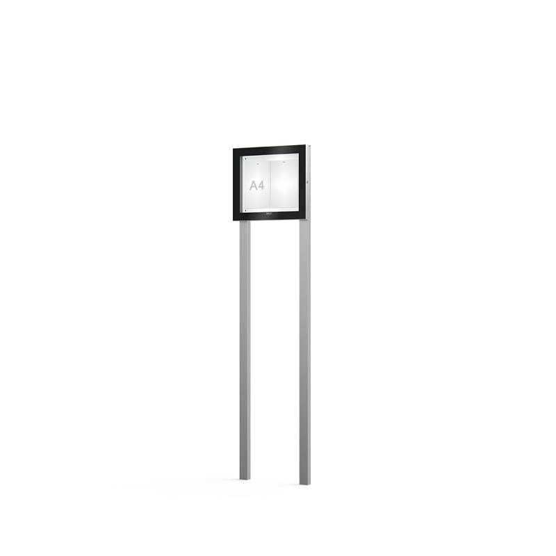 Venkovní černá moderní vitrína Edge, 2 x A4 včetně sloupků