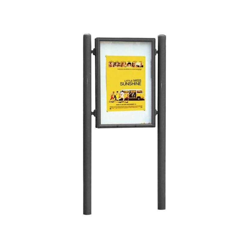 Jednostranná vitrína Carrefour 1255x900 mm, včetně sloupků, šedá PRO