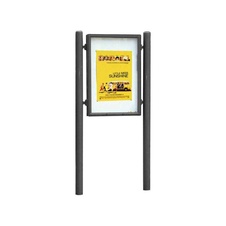 Jednostranná vitrína Carrefour 1255x900 mm, včetně sloupků, šedá PRO
