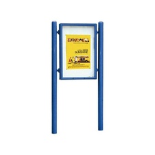 Jednostranná vitrína Carrefour 1255x900 mm, včetně sloupků, modrá