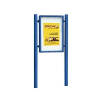 Jednostranná vitrína Carrefour 1255x900 mm, včetně sloupků, modrá