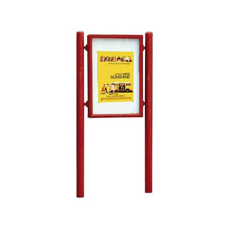 Jednostranná vitrína Carrefour 1255x900 mm, včetně sloupků, červená